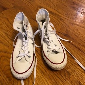 White High Top Converse Worn once! Size 6